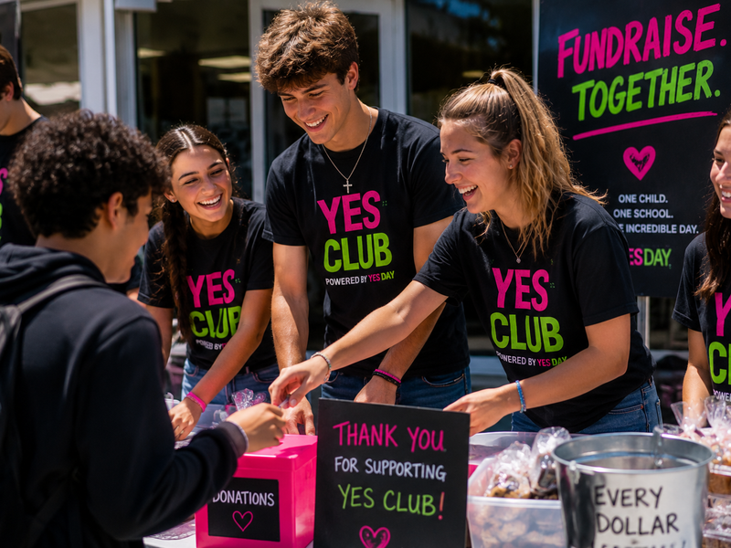 Students running a fundraiser together